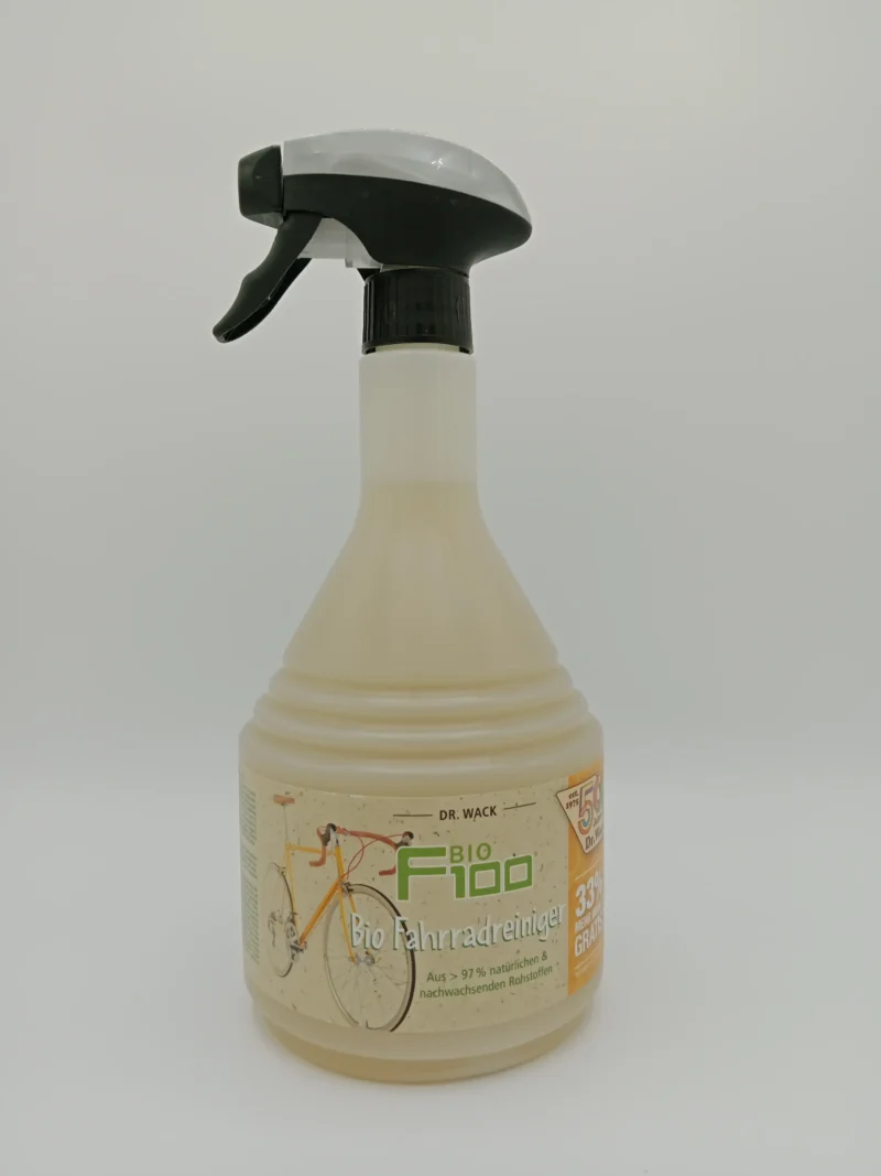 F100 Bio Fahrradreiniger von Dr. Wack in gelber Sprühflasche.