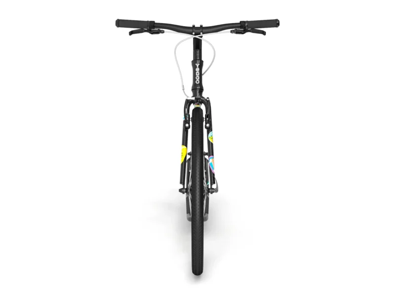 Schwarzer Tretroller 2620 mit sportlichem Design, großem Vorderrad und schlankem Rahmen, ideal für Geschwindigkeit und urbanes Fahren.
